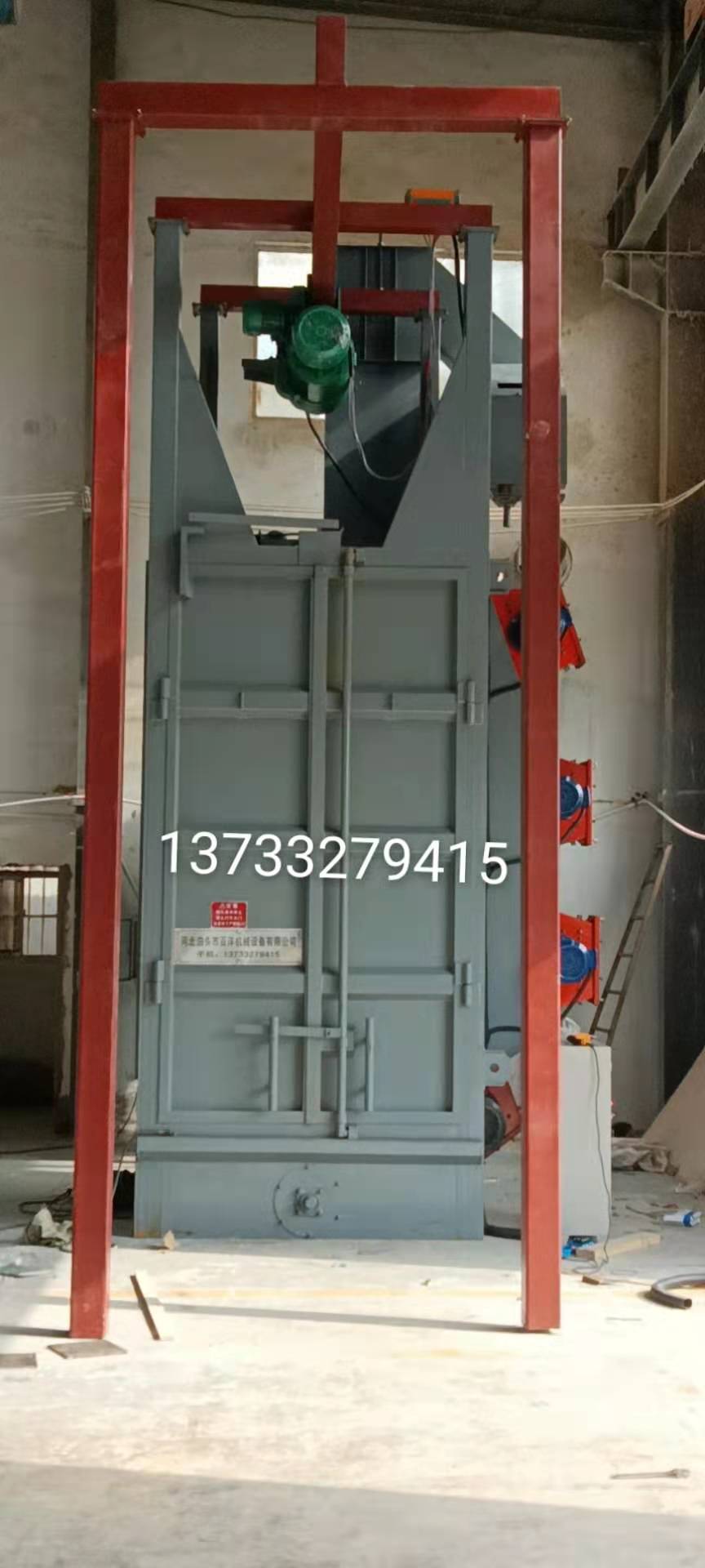 深圳Q3740吊钩式抛丸机安装现场图片实拍，百洋机械